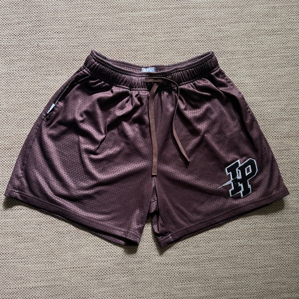 Inaka Power Brown Patched Mesh Shorts